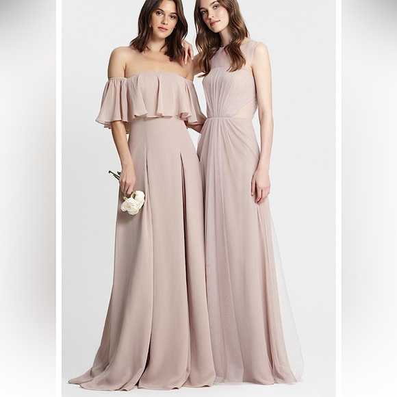 Monique Lhuillier Savannah Strapless Maxi Dress Gown Bridesmaids Formal Pink New - Picture 1 of 15
